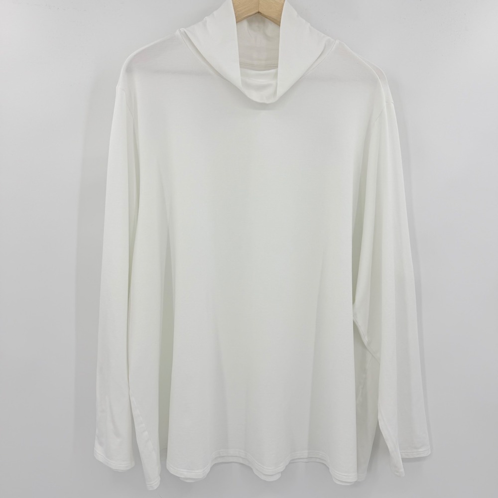 J. Jill Luxe Supima Shirttail Turtleneck White Long Sleeve Top Plus Size 4X - Picture 1 of 3